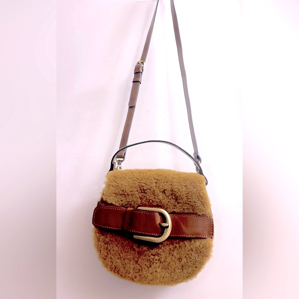 Patricia Nash Rare Shearling Annfield Crossbody  7.5 X 7 Leather Sherpa LIKE NEW - Picture 3 of 8